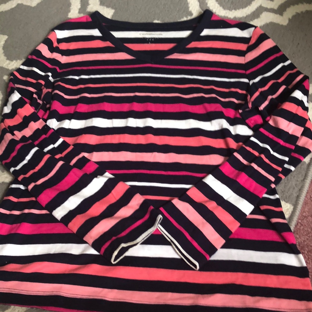 Croft & Barrow Navy and Pink Striped Tee